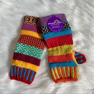Colorful fingerless mittens